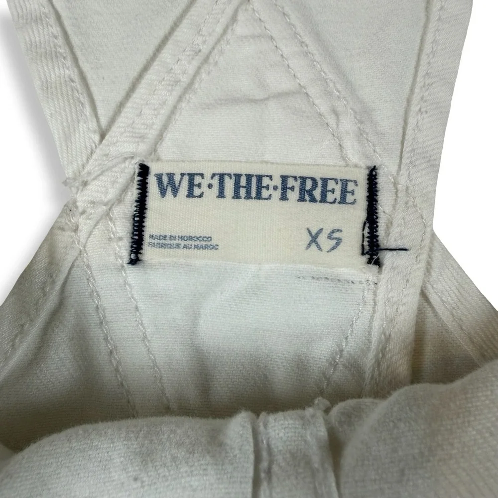 We The Free People White Denim Shortalls XS Cotton Bib Overalls OB1417658